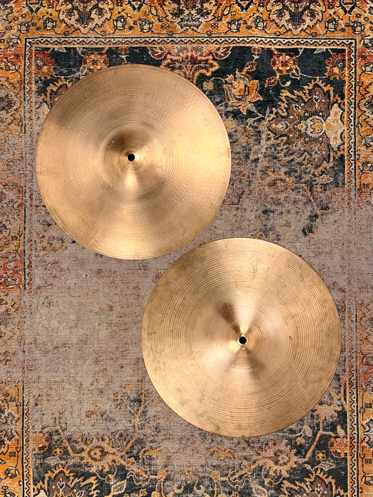 1960s Vintage Zildjian New Beat 14” HiHats 864 1352 g Factory Logo Stamp THIN LIGHT Crisp!