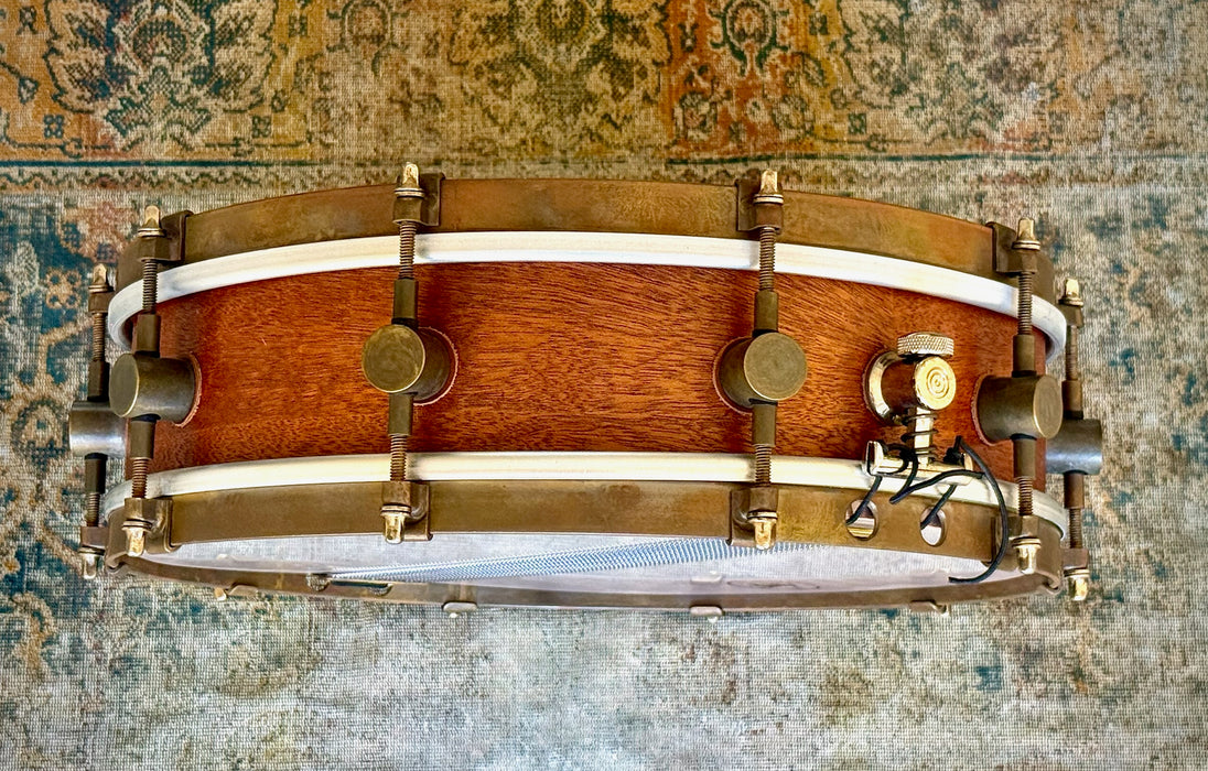 A & F MAHOGANY Club Snare 4” X 14” PERFECT Cond, Raw Brass Hoops! Great Attack Dry! WHY Pay $1500?