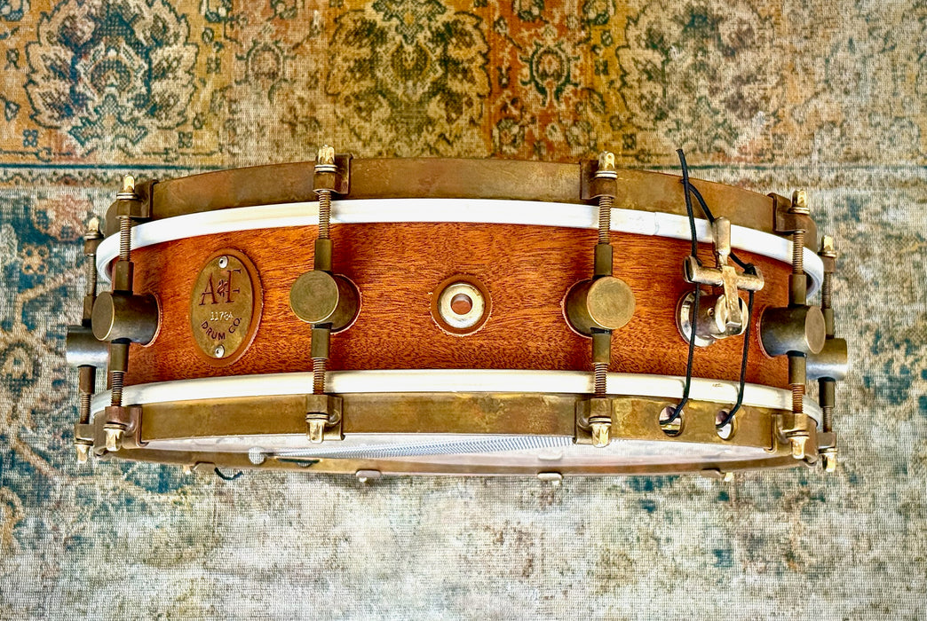 A & F MAHOGANY Club Snare 4” X 14” PERFECT Cond, Raw Brass Hoops! Great Attack Dry! WHY Pay $1500?