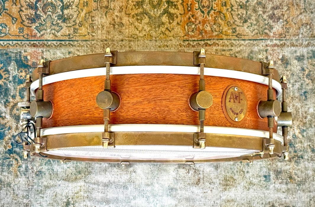 A & F MAHOGANY Club Snare 4” X 14” PERFECT Cond, Raw Brass Hoops! Great Attack Dry! WHY Pay $1500?