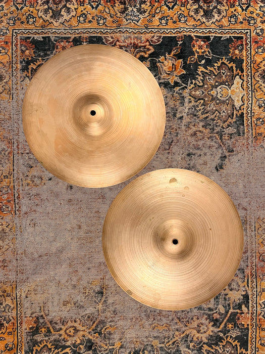 Ultra PAPER THIN EARLY 1950s Vintage Zildjian 14” Hihats 730 796 g LIGHT COMPLEX WHISPY! CLEAN
