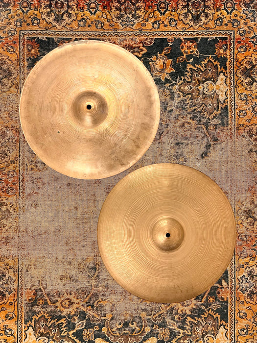 Ultra RARE THIN 1940s Vintage Zildjian FLANGE 15” Hihats 774 778 g LIGHT WHISPY! TRANS STAMPS