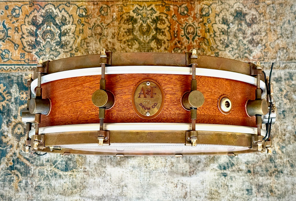 A & F MAHOGANY Club Snare 4” X 14” PERFECT Cond, Raw Brass Hoops! Great Attack Dry! WHY Pay $1500?