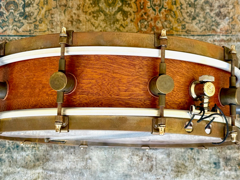 A & F MAHOGANY Club Snare 4” X 14” PERFECT Cond, Raw Brass Hoops! Great Attack Dry! WHY Pay $1500?