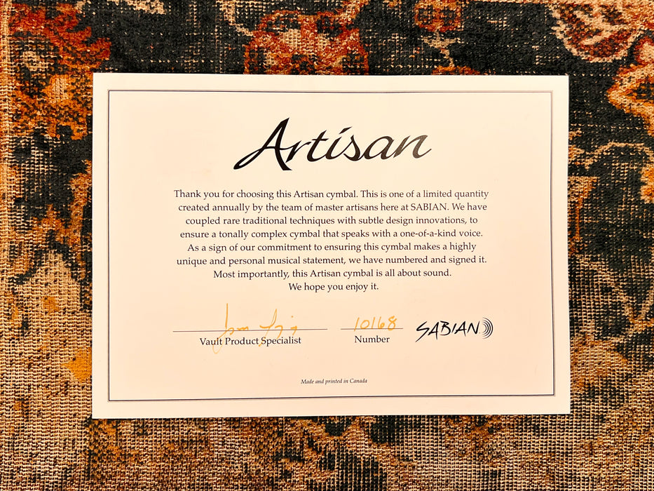 Sabian ARTISAN 18” Crash 1384 g IMMACULATE In Bag w/Certificate! Ultra Dark! Don’t Pay $640!!