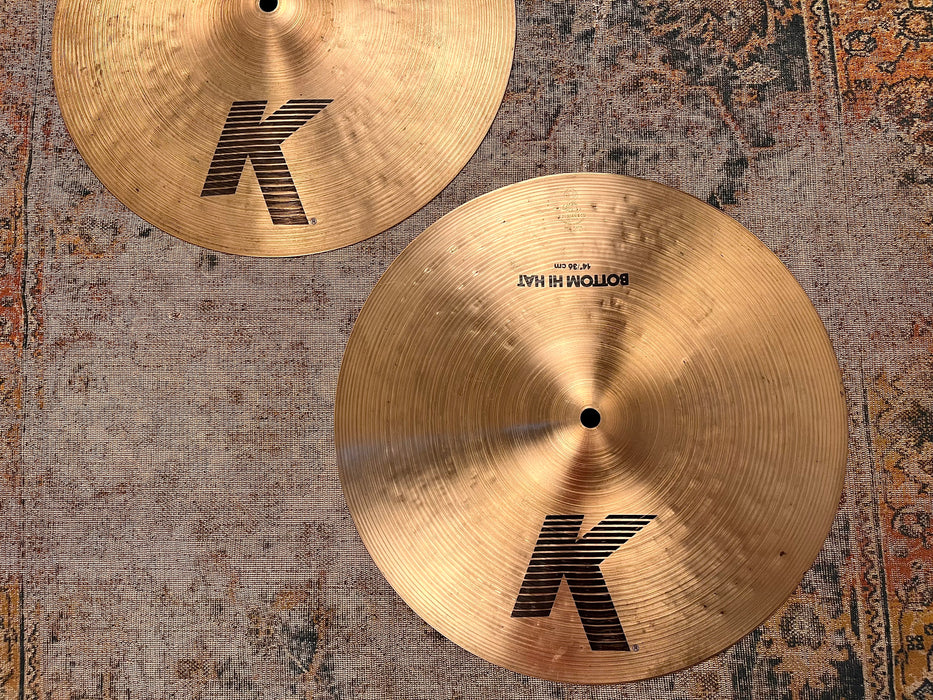 Earlier Zildjian K Hihats 14” 1240 1460 g ULTRA CRISP Dark Tone! TIGHT! Classic 80s/90s K Sound!