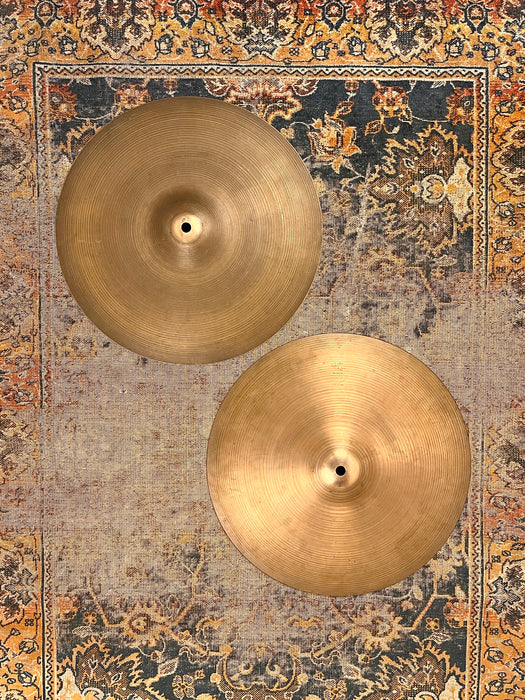 1960s Vintage Zildjian New Beat 14” HiHats 818 1210 g Factory Logo Stamp THIN LIGHT Crisp!