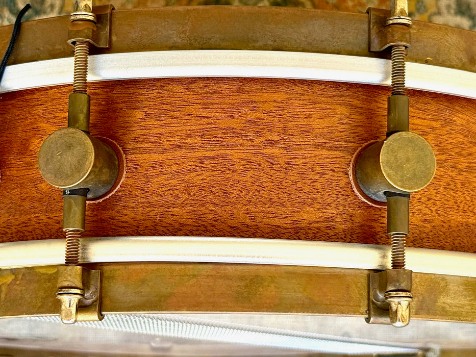 A & F MAHOGANY Club Snare 4” X 14” PERFECT Cond, Raw Brass Hoops! Great Attack Dry! WHY Pay $1500?