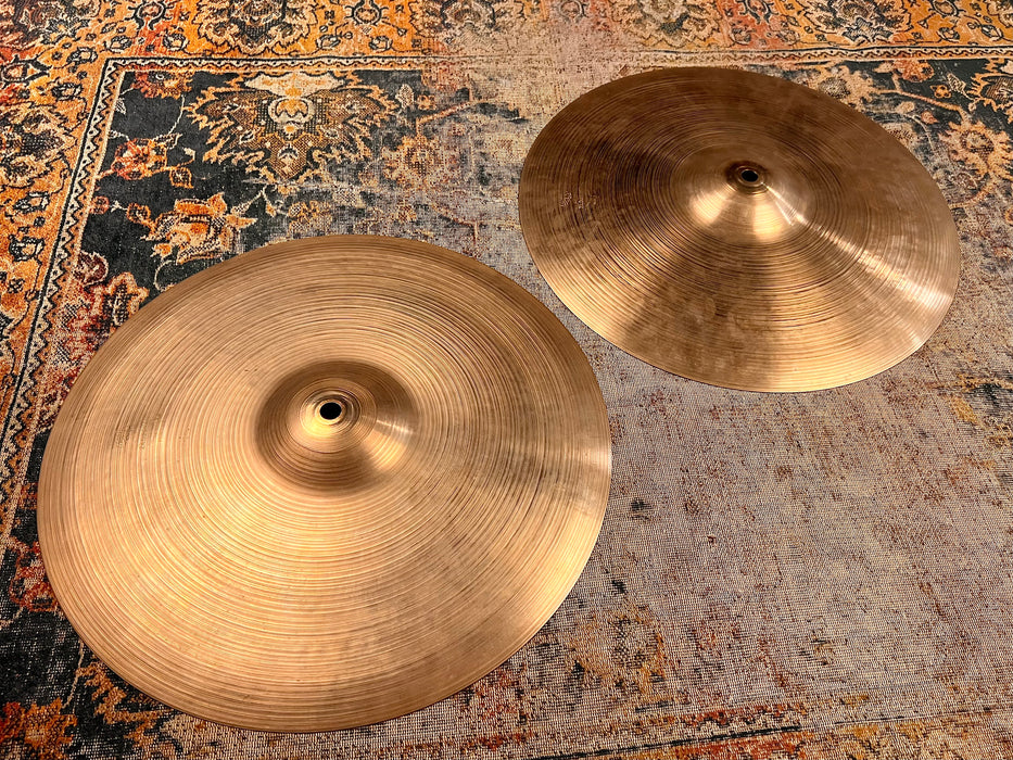 1950s Vintage Zildjian 14” Hihats 710 740 g ULTRA PAPER THIN! LIGHT WHISPY! CLEAN! Glorious!!