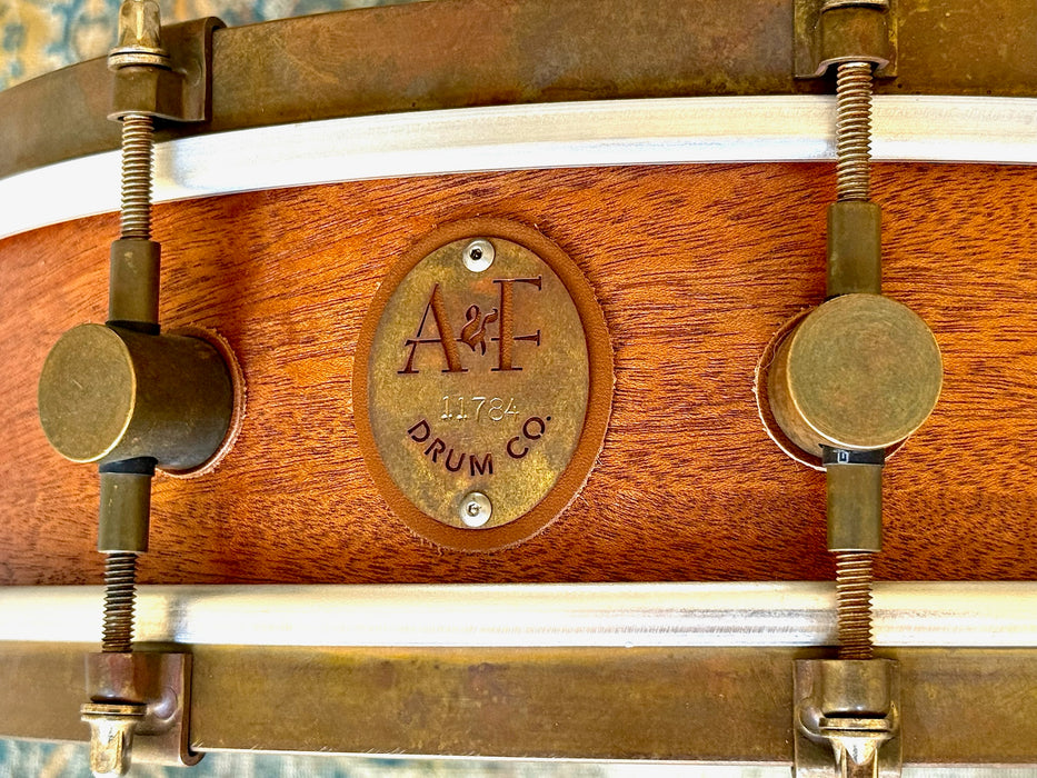 A & F MAHOGANY Club Snare 4” X 14” PERFECT Cond, Raw Brass Hoops! Great Attack Dry! WHY Pay $1500?