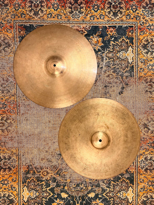 Vintage Zildjian Trans Stamp 1940s 16” Hihats 1098 1594 g Gorgeous Hand Hammered Complex MASSIVE Hats!