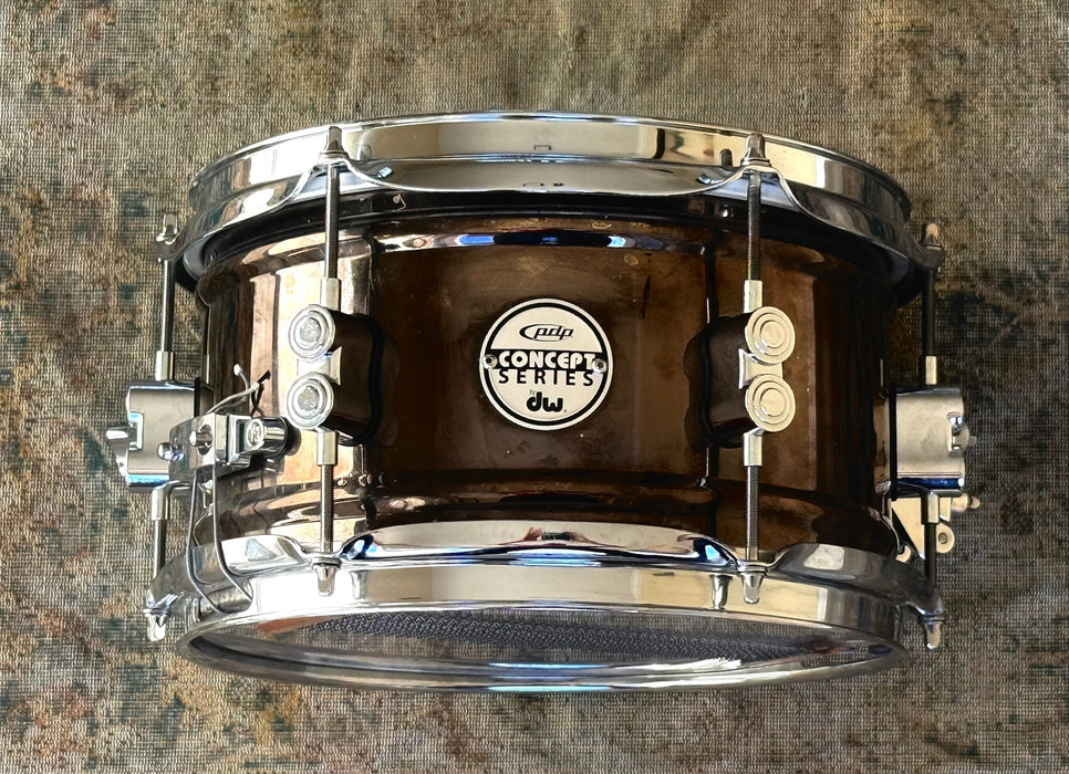 DW BLACK NICKEL Over Steel 6” X 10” PDP Snare  Factory Original! Mag Throwoff