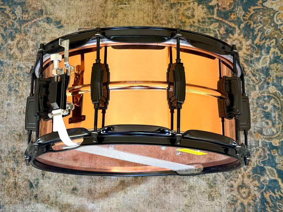 “LOBBY COPPER” - one-off Ludwig PROTOTYPE EARLY COPPERPHONIC 6.5” X 14” with factory Ludwig BLACK IMPERIAL LUGS AND HARDWARE Snare Drum