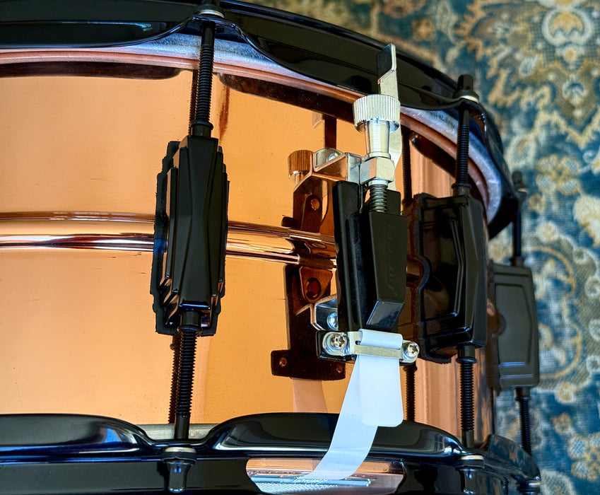 “LOBBY COPPER” - one-off Ludwig PROTOTYPE EARLY COPPERPHONIC 6.5” X 14” with factory Ludwig BLACK IMPERIAL LUGS AND HARDWARE Snare Drum