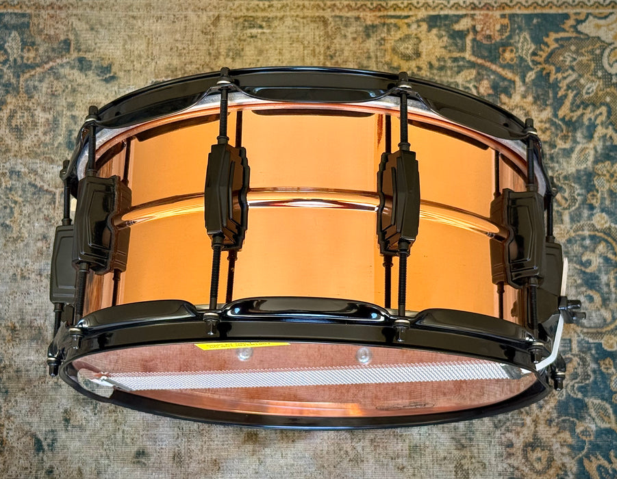 “LOBBY COPPER” - one-off Ludwig PROTOTYPE EARLY COPPERPHONIC 6.5” X 14” with factory Ludwig BLACK IMPERIAL LUGS AND HARDWARE Snare Drum
