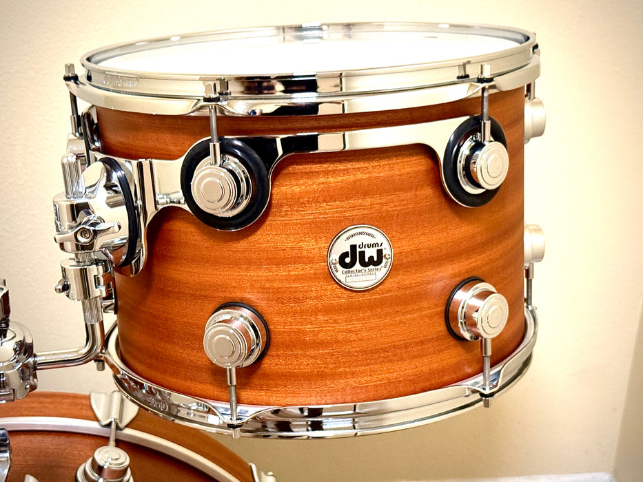 Custom DW Collector's Series EXOTIC MAHOGANY SPRUCE Drum Set 13", 16", 22" Mahogany Finish w/ Cases MINT