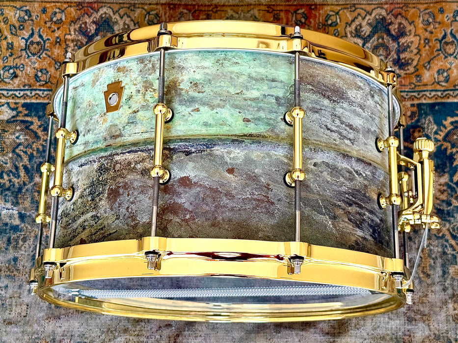 ONE-of-a-KIND LUDWIG PROTOTYPE “AGED CRUSTY COPPER” 8” X 14” COPPERPHONIC Snare Drum
