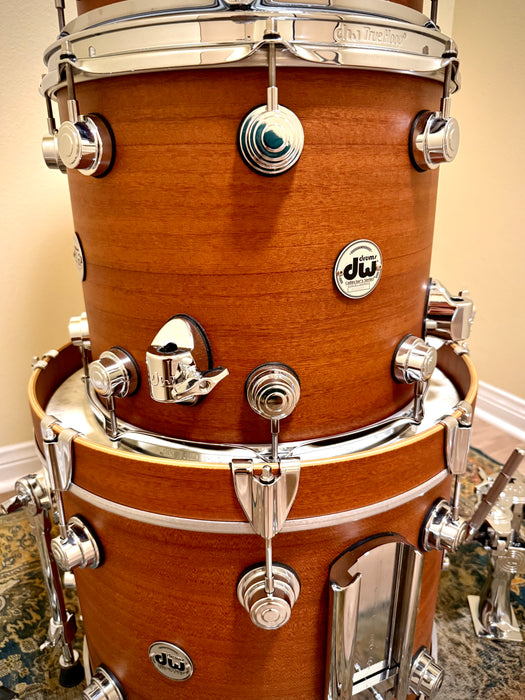 Custom DW Collector's Series EXOTIC CHERRY SPRUCE BOP Drum Set 10", 12", 14", 18" Mahogany Finish w/ Cases MINT