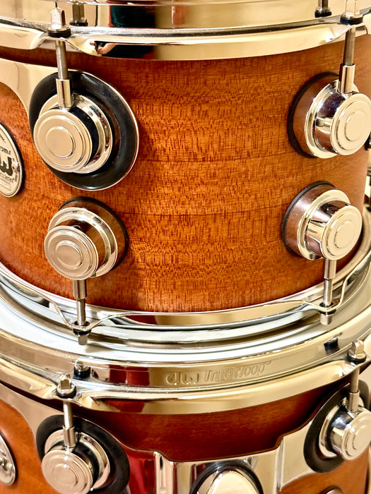 Custom DW Collector's Series EXOTIC CHERRY SPRUCE BOP Drum Set 10", 12", 14", 18" Mahogany Finish w/ Cases MINT