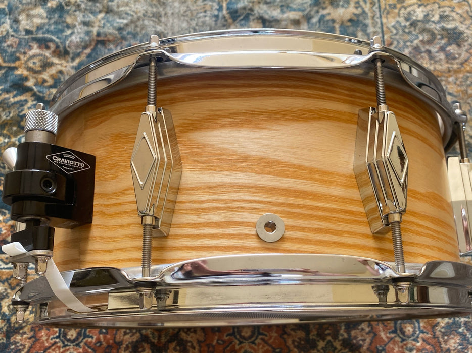 SIGNED Unique EXOTIC Craviotto SOLID ASH SHELL 6.5" X 13" Snare Drum CLEAN