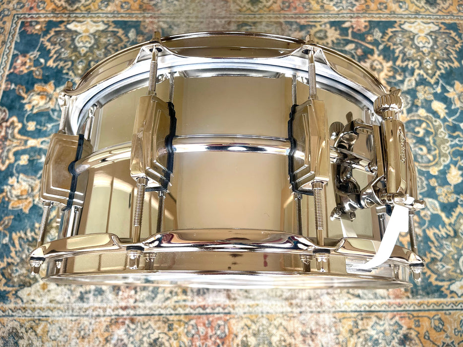 Ltd Ludwig Super Ludwig COB Supraphonic BRASS 6.5” X 14” w NICKEL HARDWARE