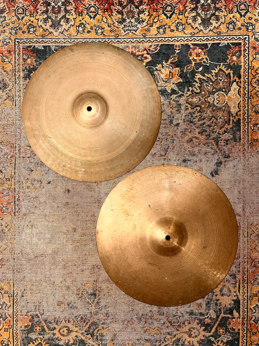 VERY PAPER THIN 1950s Vintage Zildjian 14” Hihats 696 732 g LIGHT AIRY WHISPY TONE! GORGEOUS!