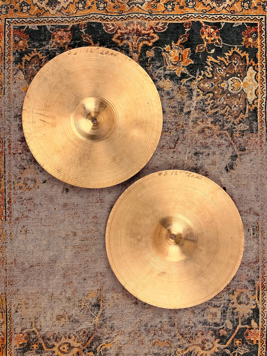 RARE 1940s Trans Stamp Vintage ZILDJIAN PAPER THIN 12” Hihats 446 462 g ULTRA THIN