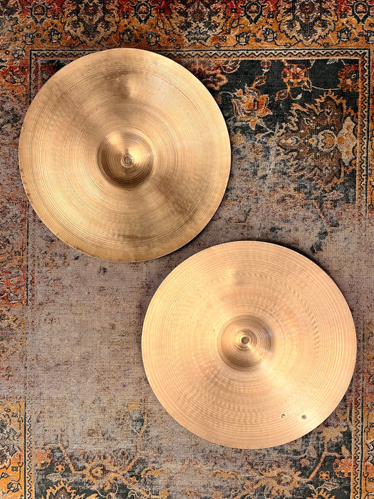 Ultra PAPER THIN EARLY 1950s Vintage Zildjian 14” Hihats 708 754 g LIGHT COMPLEX WHISPY! CLEAN