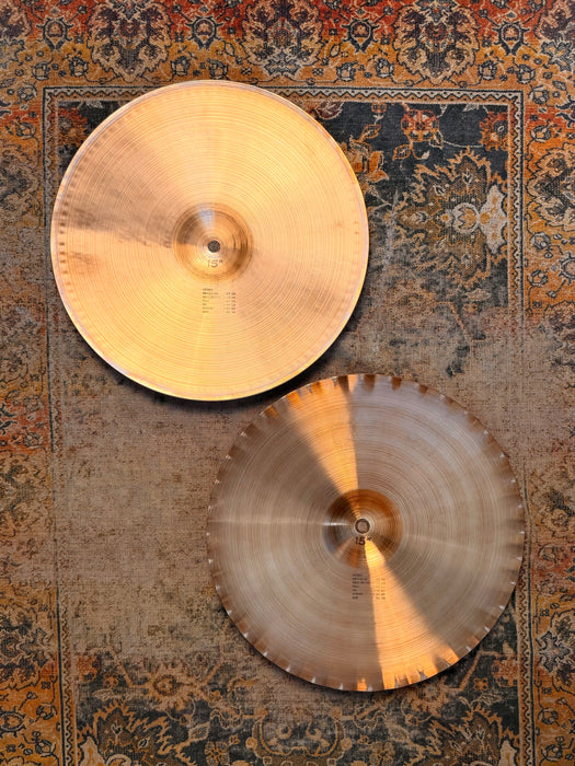 Vintage 1978 Paiste 2002 BLACK LABEL 15" SOUND EDGE Hihats! BONHAM! THE REAL DEAL! 1159 1219 g ICONIC!