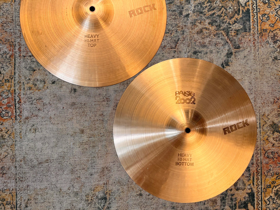 VERY CLEAN Rare Vintage PAISTE 2002 Heavy ROCK Hihats 14" 980 1056 g PORCARO! CRISP!
