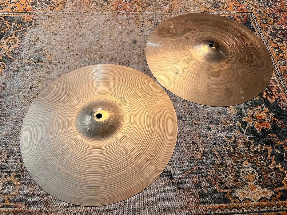 1960s Vintage Zildjian 14” Hihats PAPER THIN 740 780 g AMAZING PAIR! Light Complex Hand Hammered