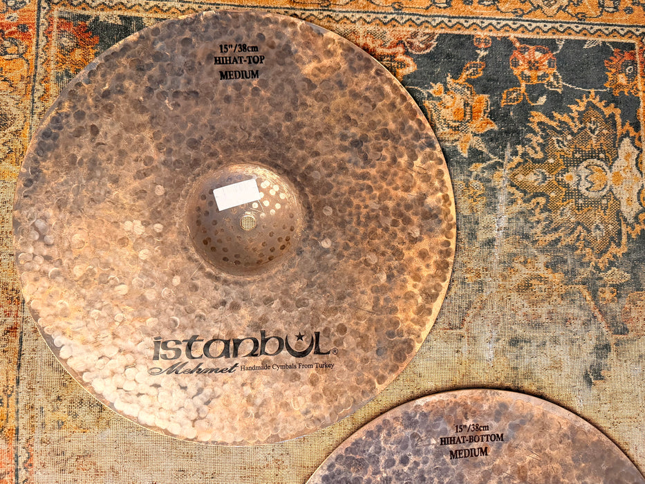RARE Dark Raw Unlathed ISTANBUL Mehmet TURK 15” Hihats 1196 1438 g PERFECT! Deep Organic!