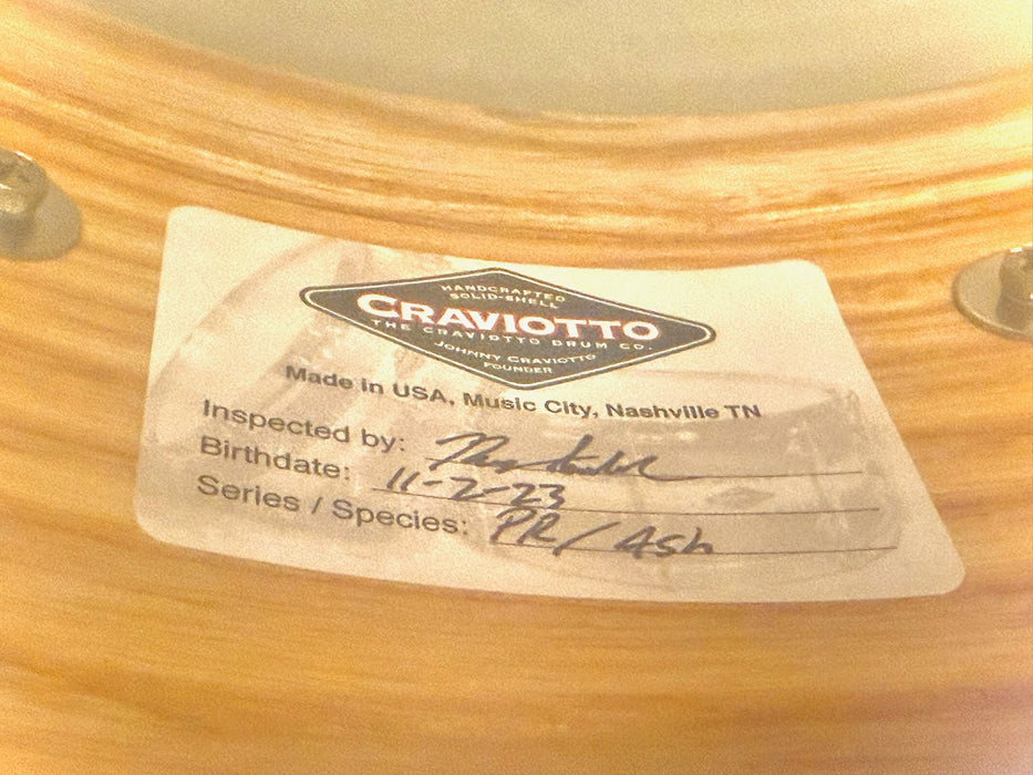 UNIQUE CRAVIOTTO Private Reserve SOLID ASH Snare Drum with Diamond Inlay! 5.5” X 14” STUNNING! Mint!