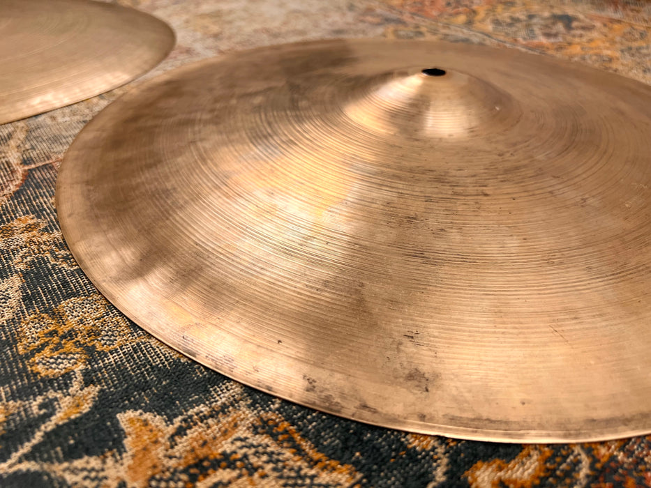 Ultra RARE THIN 1940s Vintage Zildjian FLANGE 15” Hihats 774 778 g LIGHT WHISPY! TRANS STAMPS