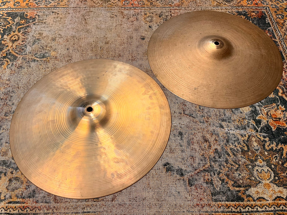 THIN 1960s Vintage Zildjian 14” EARLY New Beat Hihats 748 1170 g LIGHT COMPLEX! Sound Incredible!