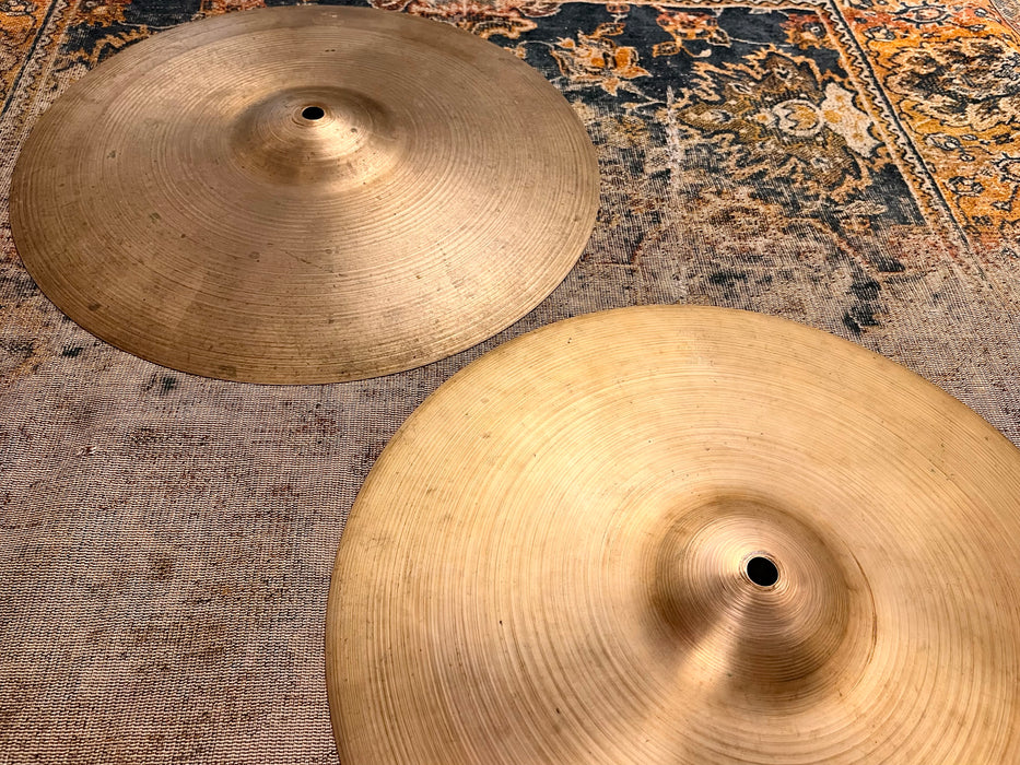 Insanely Great Vintage Zildjian 1950s Paper Thin 14” Hihats 716 762 g ULTRA LIGHT WHISPY