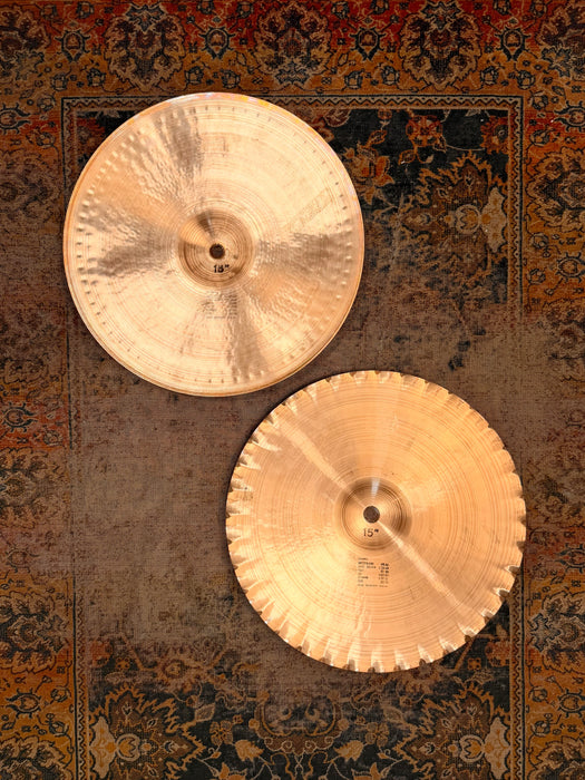 Vintage 1974 EARLY Paiste 2002 BLACK LABEL 15" SOUND EDGE Hihats! BONHAM! THE REAL DEAL! 1139 1024 g ICONIC!