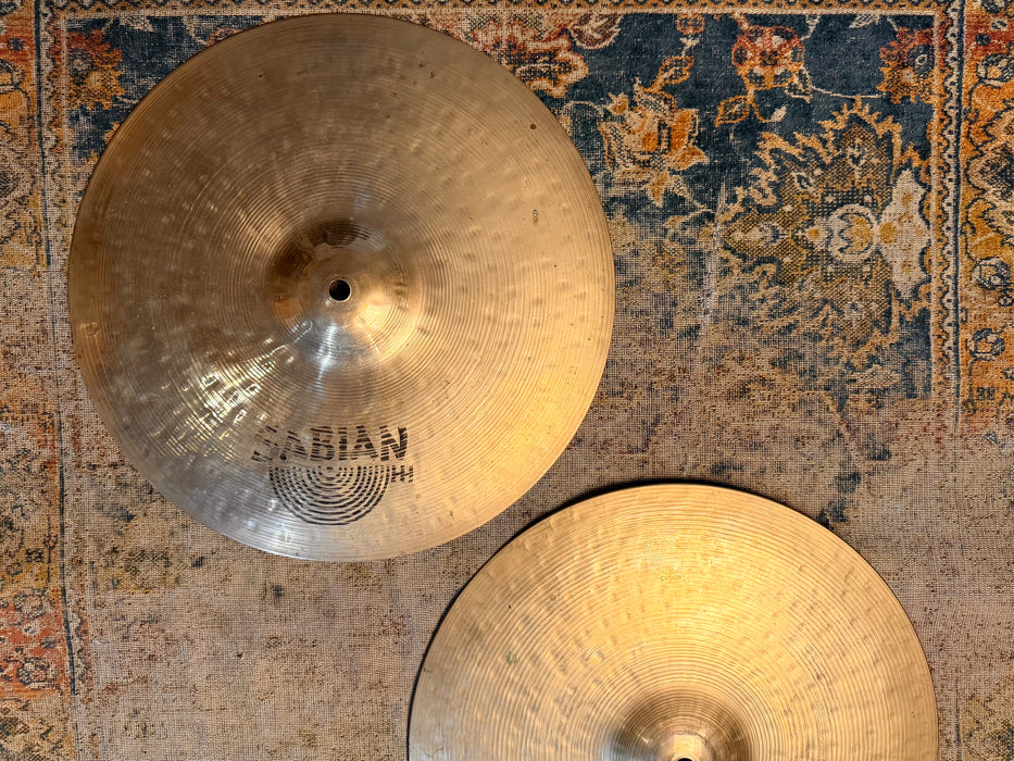 RARE Early Sabian HH HAND HAMMERED Hihats 14” 970 1270 g CANADIAN K Vibe! BRILLIANT ULTRA DARK CRISP!