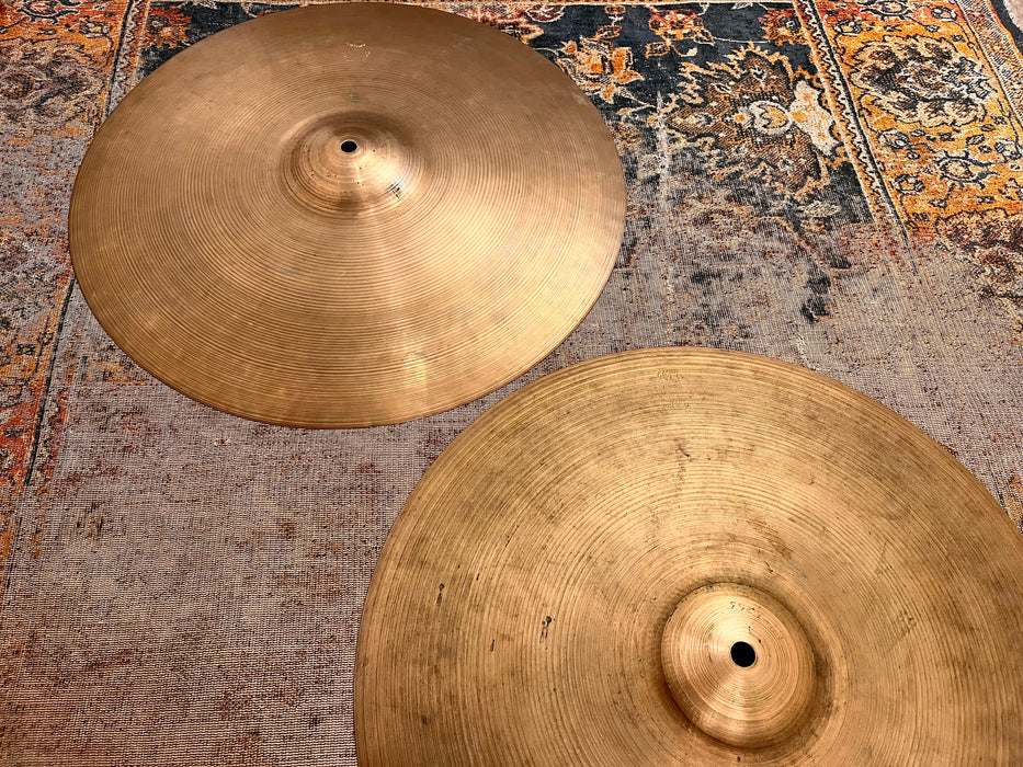 Vintage Zildjian Trans Stamp 1940s 16” Hihats 1098 1594 g Gorgeous Hand Hammered Complex MASSIVE Hats!