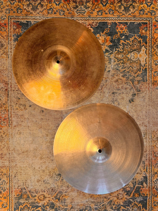 RARE 1950s Vintage Zildjian PAPER THIN 15” Hihats 948 1056 g Golden Era LIGHT COMPLEX SMOOTH
