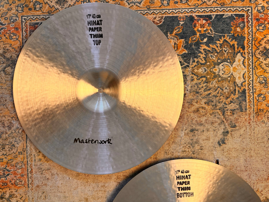 RARE GIANT MASTERWORK JAZZ MASTER 17" PAPER-THIN Hihats 1032 1128 g HUGE Crashable