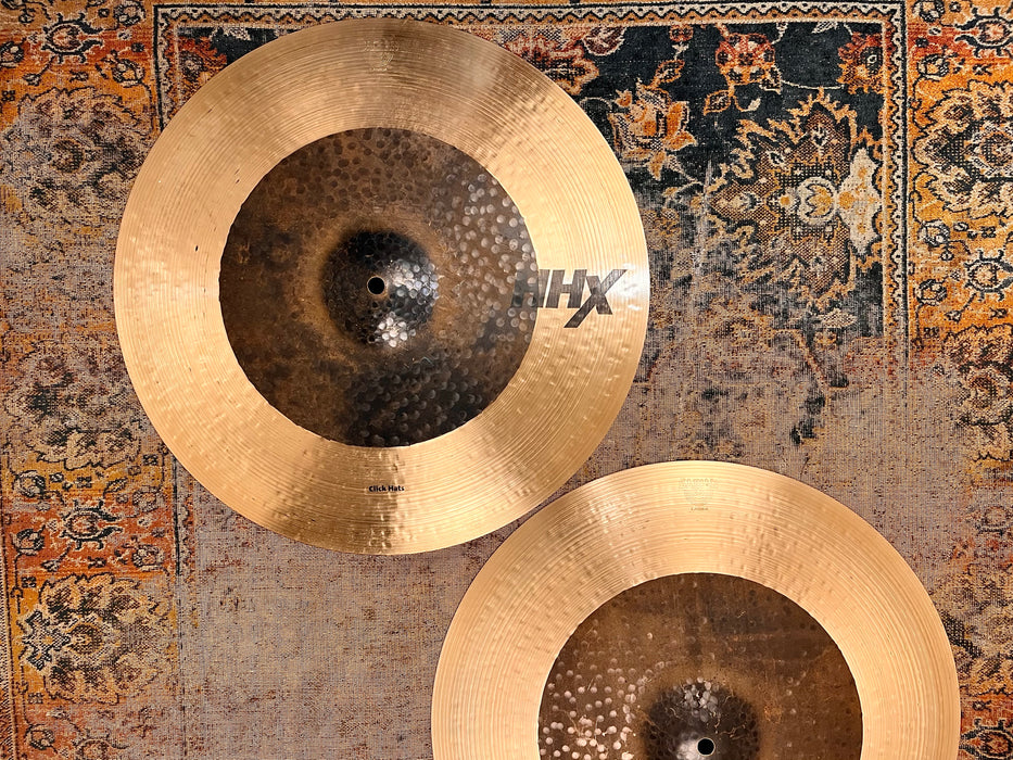 RARE Custom 17” Sabian HHX CLICK HATS Hihats YES!! 17s”!  1624 1998 g PERFECT! Unique! Massive!