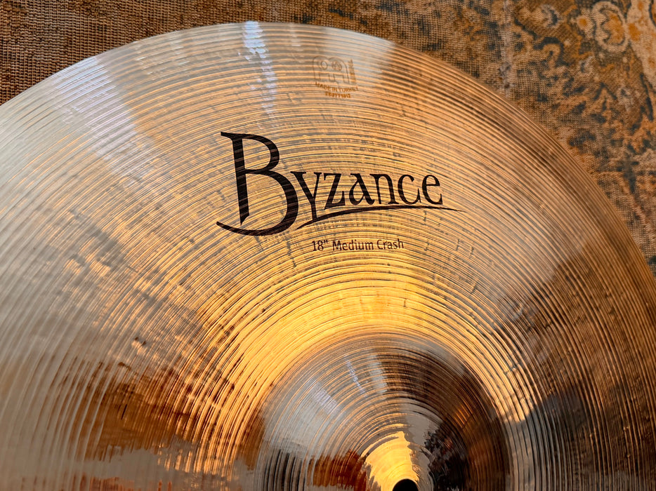 Meinl BYZANCE Medium Crash 18” BRILLIANT 1522 g PERFECT! Super Dark With Shimmer. Don't spend $420 on a guess.
