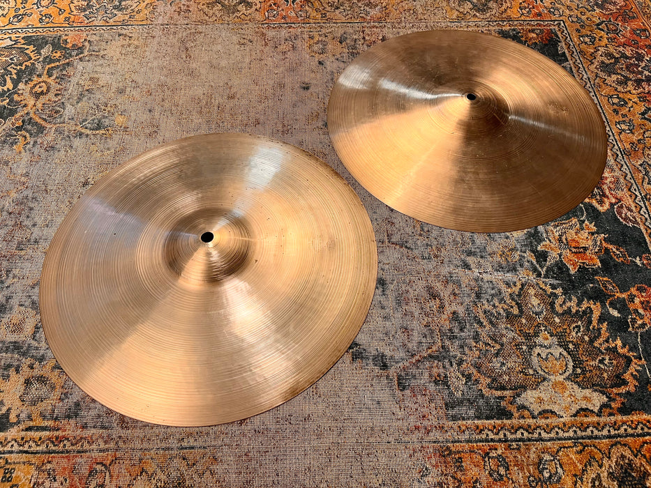 Ultra PAPER THIN EARLY 1950s Vintage Zildjian 14” Hihats 708 754 g LIGHT COMPLEX WHISPY! CLEAN