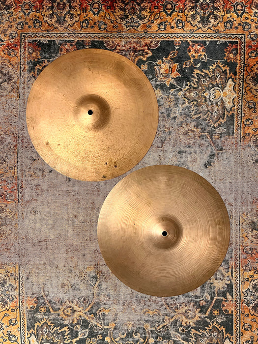 VERY PAPER THIN 1950s Vintage Zildjian 14” Hihats 687 748 g LIGHT AIRY WHISPY TONE! GORGEOUS!