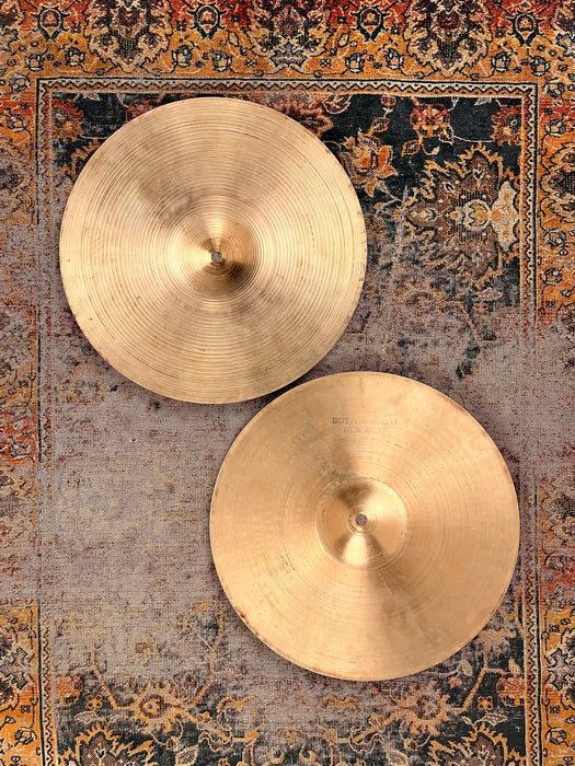 1960s Vintage Zildjian New Beat 14” HiHats 864 1352 g Factory Logo Stamp THIN LIGHT Crisp!