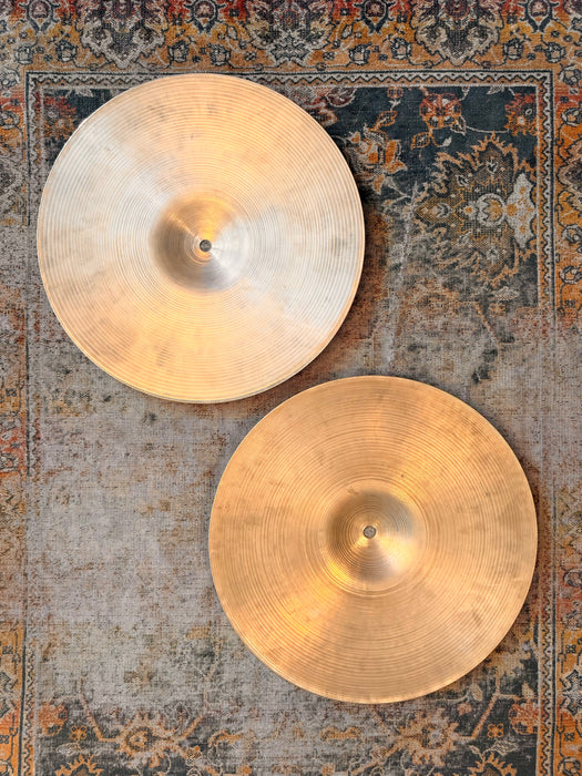1960s Vintage Zildjian 14” Hihats PAPER THIN 722 948 g AMAZING PAIR! Light Complex Hand Hammered