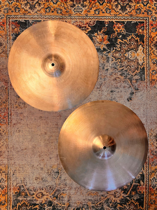 75 Yr Old Rare DARK ULTRA PAPER THIN Vintage 1950s Zildjian 15” Hihats 838 864 g WARM! Incredible