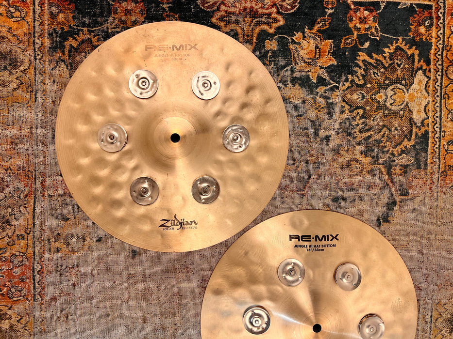 Zildjian REMIX JINGLE Hihats 13” 886 1192 g CLEAN w/ ALL 12 Factory JINGLES!  Very RARE! Amazing!