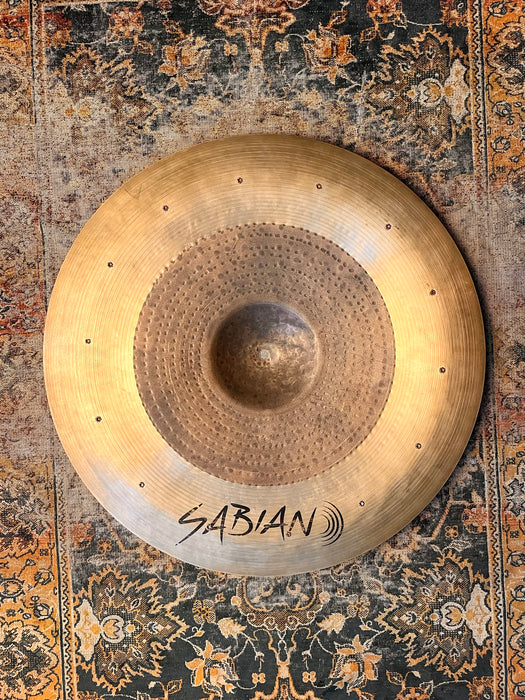 UNIQUE Sabian PROTOTYPE DUO STYLE 22” SWISH KNOCKER w ALL 14 Rivets! 1/2 Raw China! Beautiful! 2244 g